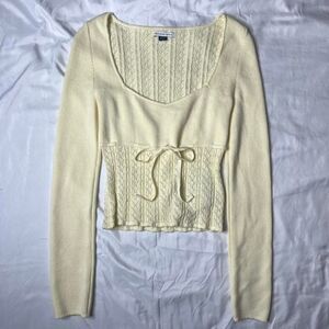 American Eagle Yellow Cinched Empire Waist Crop Sweater Top